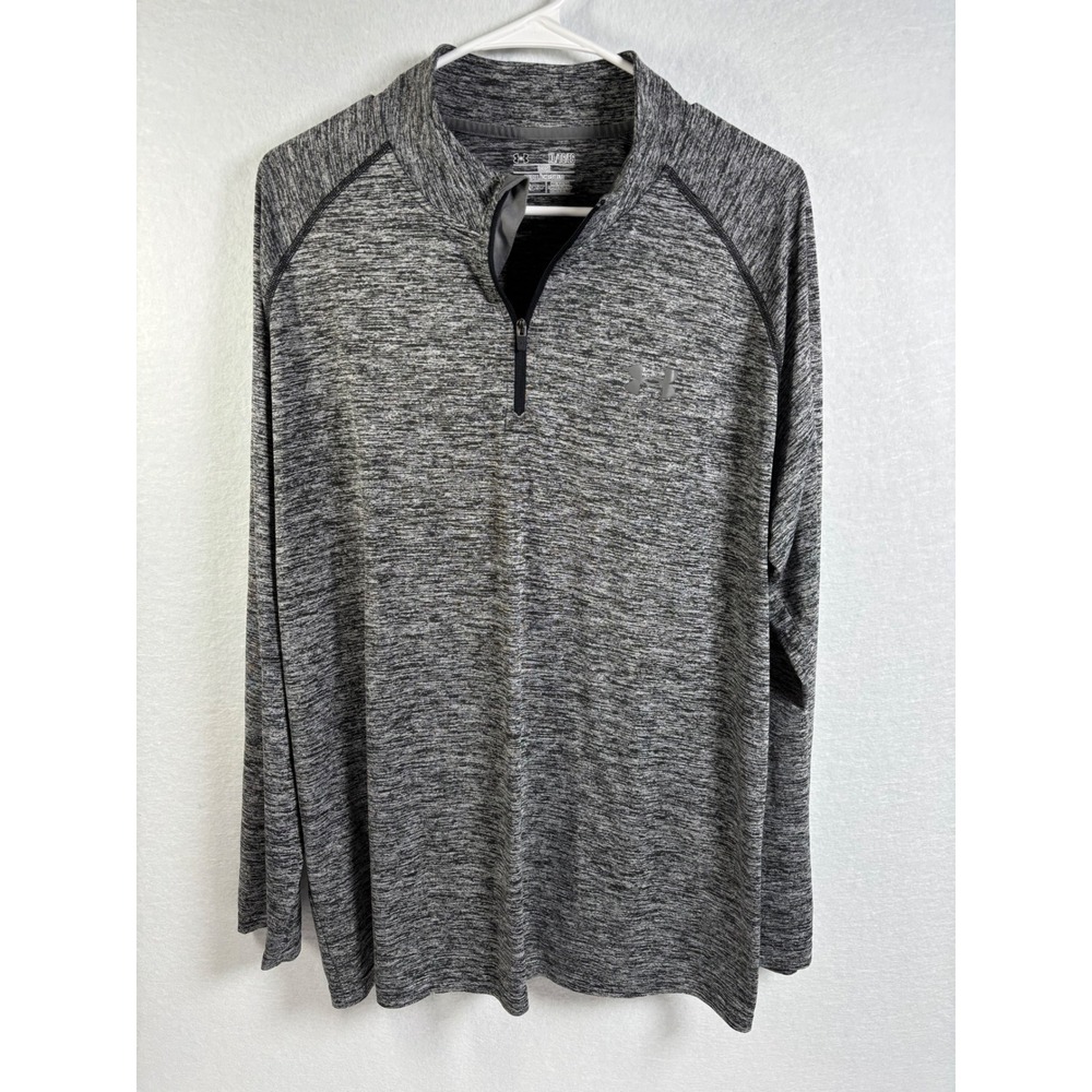 Under Armour 1/4 Zip Pullover Mens XL Gray Heather HeatGear Loose Fit Active Top